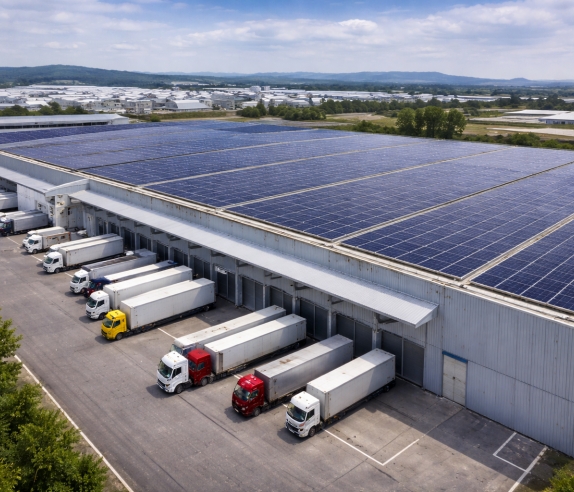 Industrial warehouse building for rooftop solar