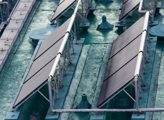 Solar thermal collector and hot water storage tank